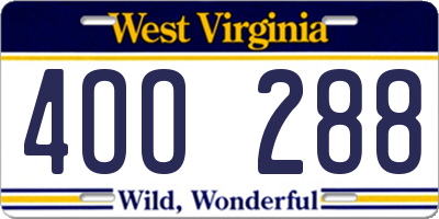 WV license plate 4OO288