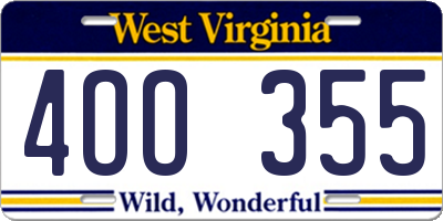 WV license plate 4OO355