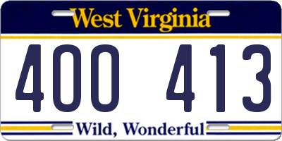 WV license plate 4OO413