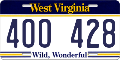 WV license plate 4OO428
