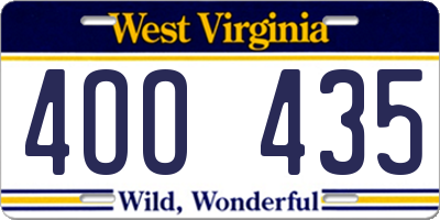WV license plate 4OO435