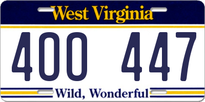 WV license plate 4OO447