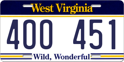WV license plate 4OO451