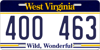 WV license plate 4OO463