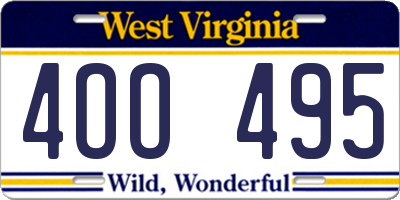 WV license plate 4OO495