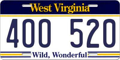 WV license plate 4OO520