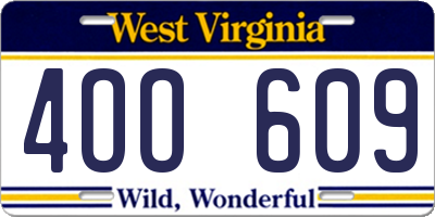 WV license plate 4OO609