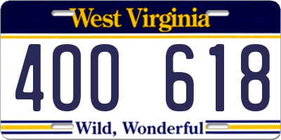 WV license plate 4OO618