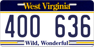 WV license plate 4OO636