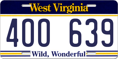 WV license plate 4OO639
