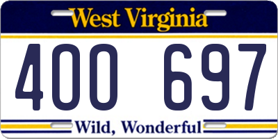 WV license plate 4OO697