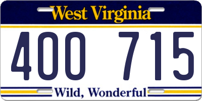 WV license plate 4OO715