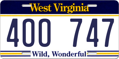 WV license plate 4OO747