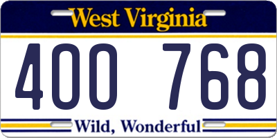 WV license plate 4OO768