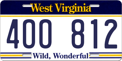 WV license plate 4OO812