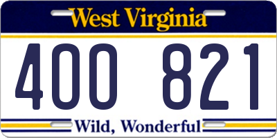 WV license plate 4OO821