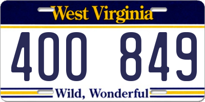 WV license plate 4OO849