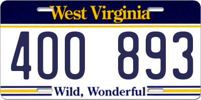 WV license plate 4OO893
