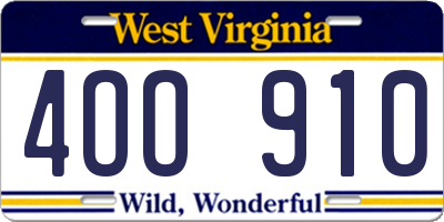 WV license plate 4OO910