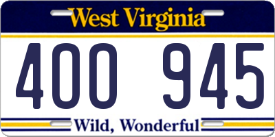 WV license plate 4OO945