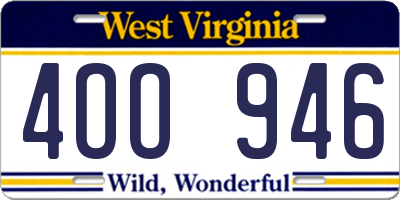 WV license plate 4OO946