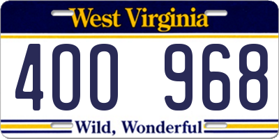 WV license plate 4OO968