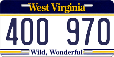 WV license plate 4OO970