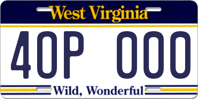 WV license plate 4OP000