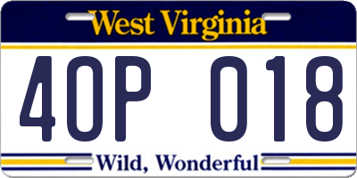 WV license plate 4OP018