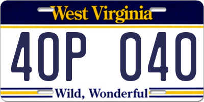 WV license plate 4OP040