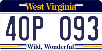 WV license plate 4OP093