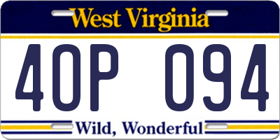 WV license plate 4OP094