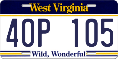WV license plate 4OP105