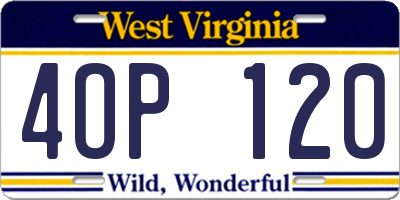 WV license plate 4OP120