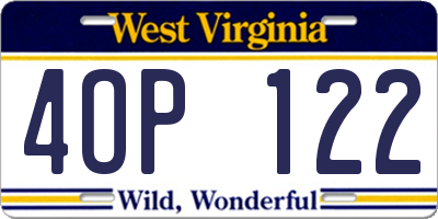 WV license plate 4OP122