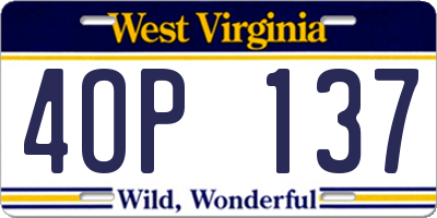 WV license plate 4OP137