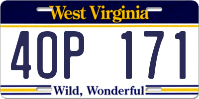 WV license plate 4OP171