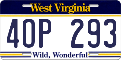WV license plate 4OP293