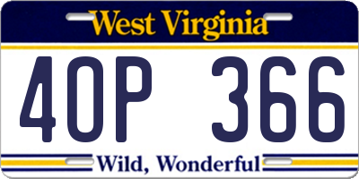 WV license plate 4OP366