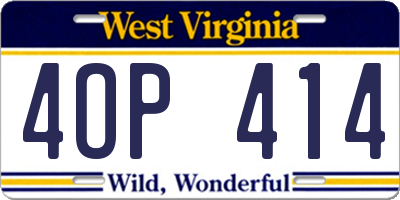 WV license plate 4OP414