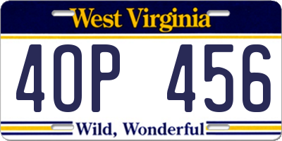 WV license plate 4OP456