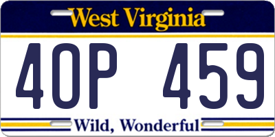 WV license plate 4OP459
