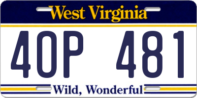 WV license plate 4OP481