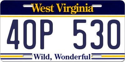 WV license plate 4OP530