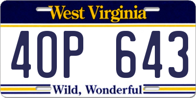 WV license plate 4OP643