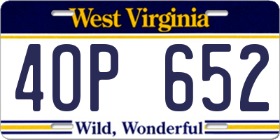 WV license plate 4OP652