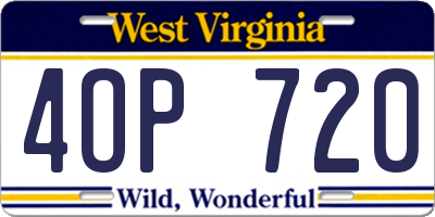 WV license plate 4OP720