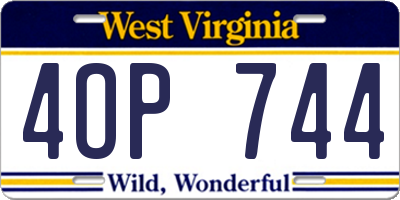 WV license plate 4OP744