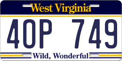 WV license plate 4OP749