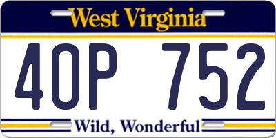 WV license plate 4OP752